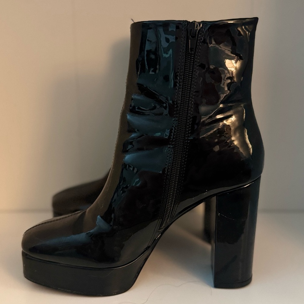 Black Patent Leather Ankle Boots Steve Madden